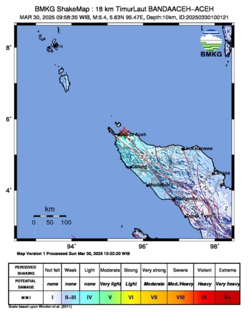 Gempa Magnitudo 5,4 Guncang Banda Aceh, Warga Diminta Tetap Waspada
